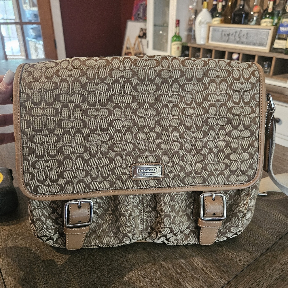 Vtg Coach Sam Sport Calf Leather Saddle Brown Crossbody Messenger Bag